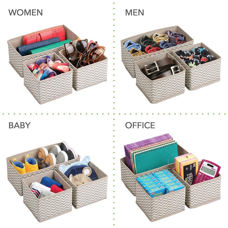 Unyks Star Unyks Star Foldable Cloth Storage Box Closet Dresser Drawer Organizer Cube Basket Bins Containers Divider with Drawers for Underwear Bras Socks Ties Scarves Set of 3 Grey Wave - Image 4