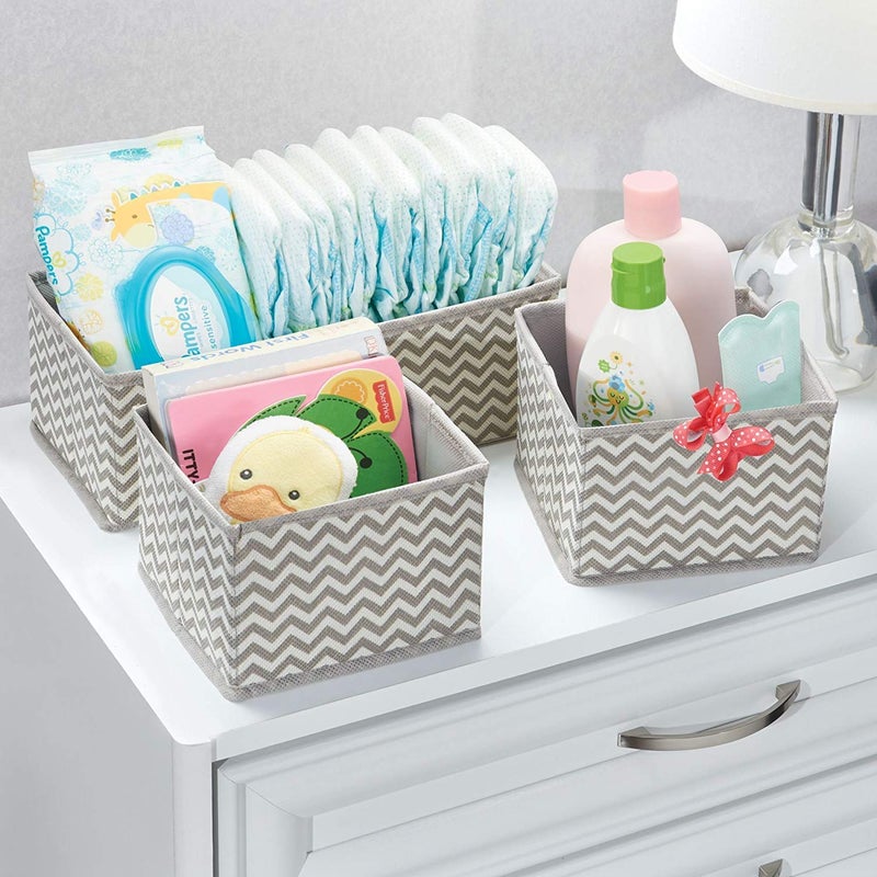 Unyks Star Unyks Star Foldable Cloth Storage Box Closet Dresser Drawer Organizer Cube Basket Bins Containers Divider with Drawers for Underwear Bras Socks Ties Scarves Set of 3 Grey Wave - Image 3
