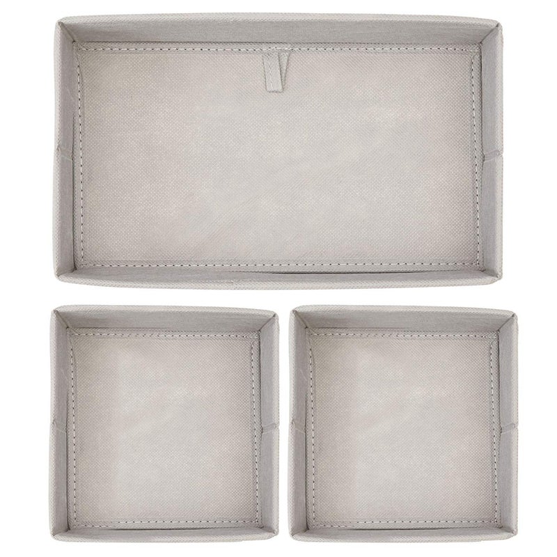 Unyks Star Unyks Star Foldable Cloth Storage Box Closet Dresser Drawer Organizer Cube Basket Bins Containers Divider with Drawers for Underwear Bras Socks Ties Scarves Set of 3 Grey Wave - Image 5