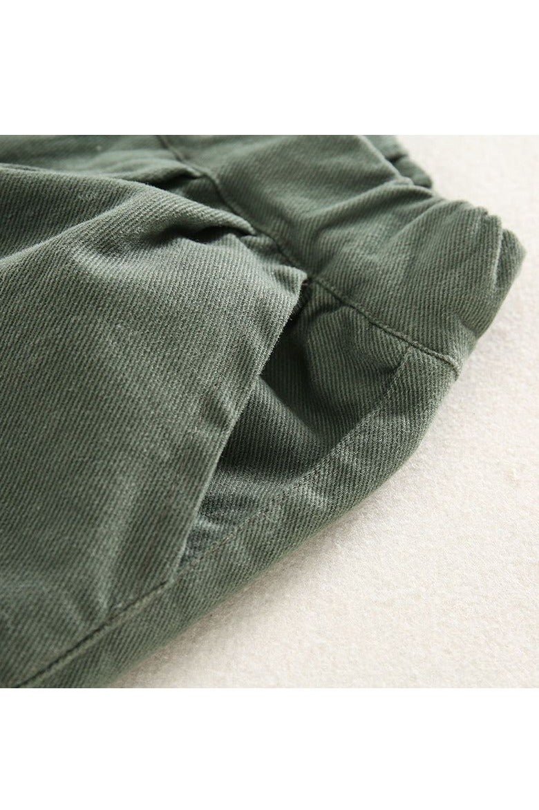 Casual Olive-Green Corduroy Elastic-Hem Boys’ Trousers, Perfect for School Days, Park Adventures, and Family Outings (Fits 110–120 cm, 20–25 kg) - Image 3