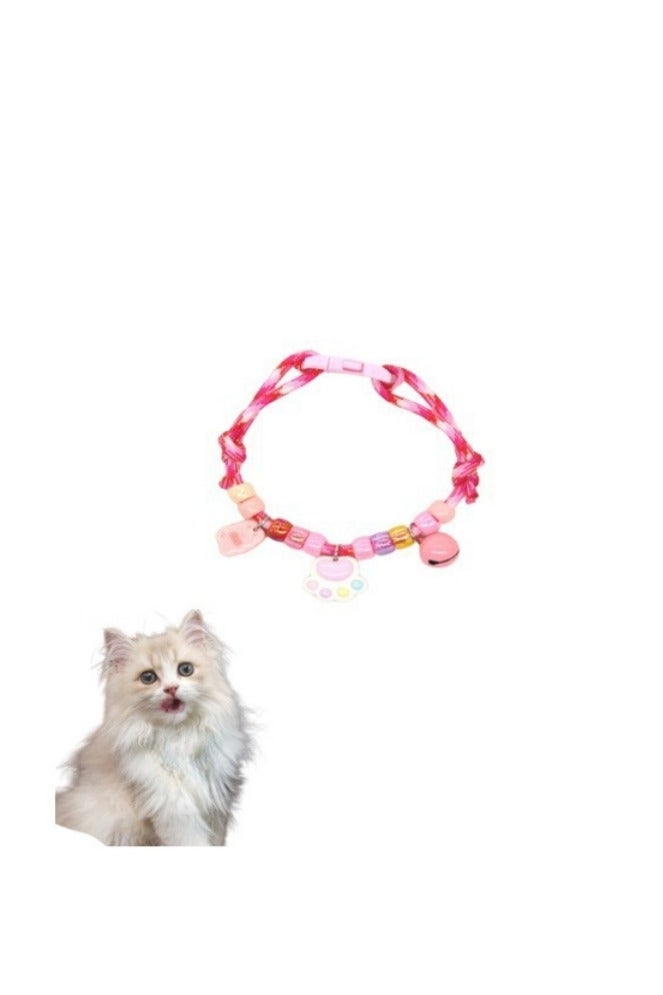 Generic Adjustable cat collar with bell, anti choking collar for cats and dogs, suitable for small pets (pink) 20-30cm  - Image 1