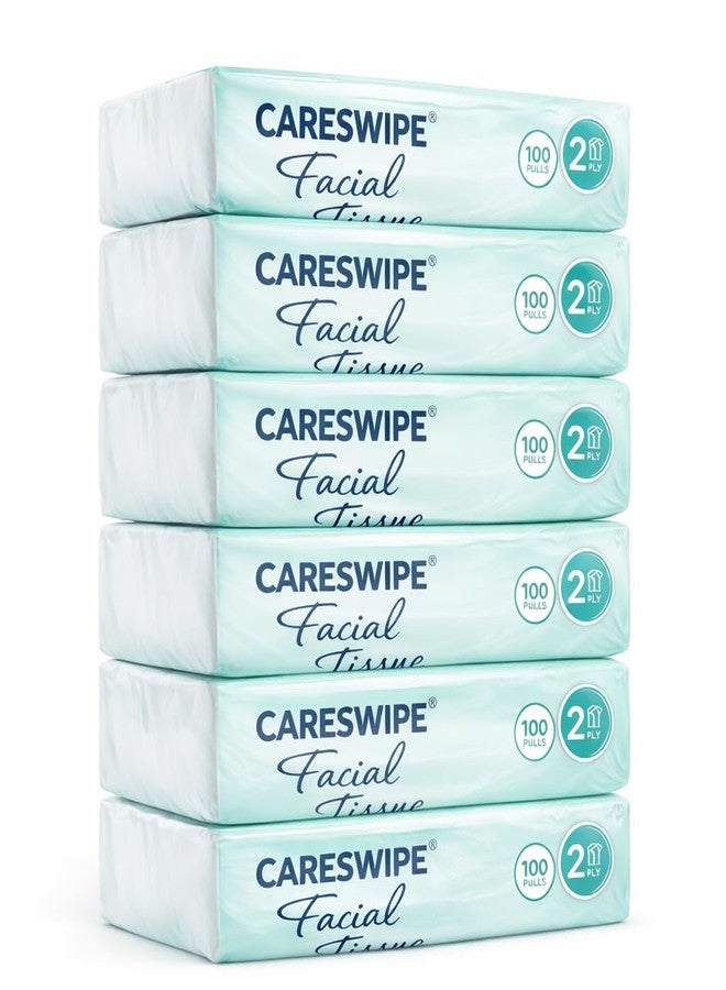 Careswipe عبوة مناديل وجه كيرسوايب ناعمة من طبقتين | 600 منديل | 100 منديل × 6 عبوات | ناعمة وعالية الامتصاص | ألياف سليلوز بكر طبيعية 100% - Image 1