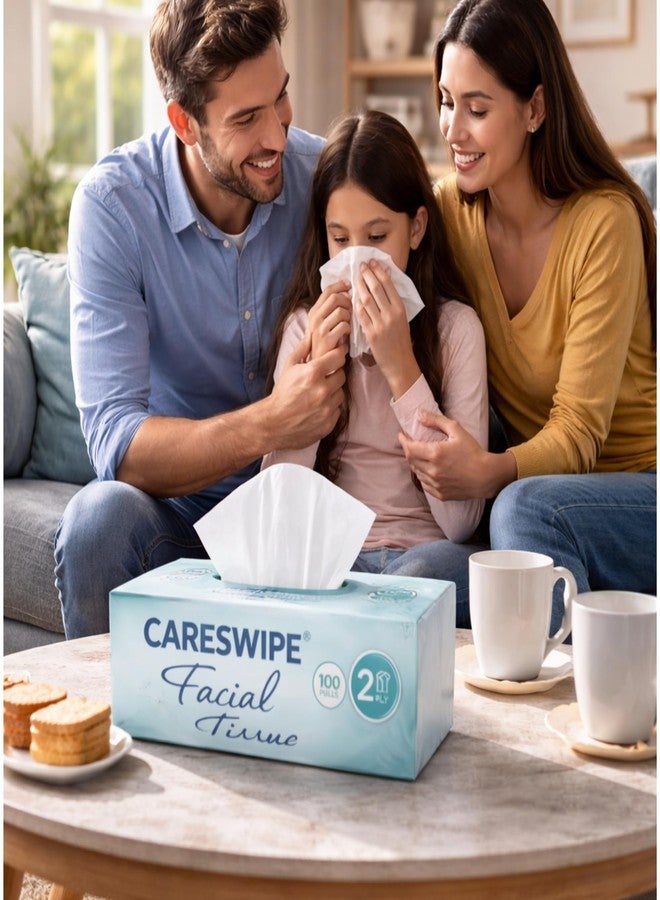 Careswipe عبوة مناديل وجه كيرسوايب ناعمة من طبقتين | 600 منديل | 100 منديل × 6 عبوات | ناعمة وعالية الامتصاص | ألياف سليلوز بكر طبيعية 100% - Image 3