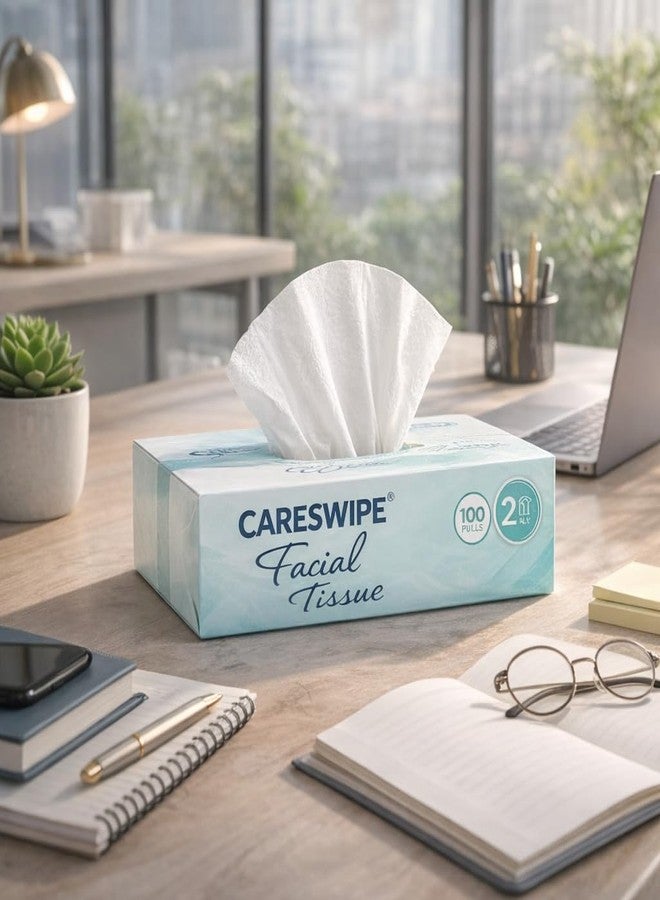 Careswipe عبوة مناديل وجه كيرسوايب ناعمة من طبقتين | 600 منديل | 100 منديل × 6 عبوات | ناعمة وعالية الامتصاص | ألياف سليلوز بكر طبيعية 100% - Image 2