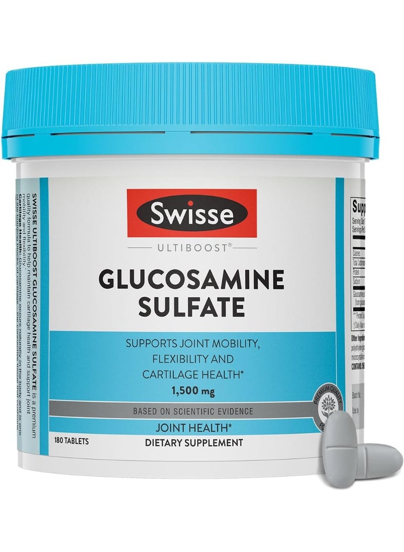 Glucosamine Sulfate Joint Support Supplement for Mobility and Flexibility Health | Women and Men | Glucosamina 1500mg | 180 Tablets| 6 Months Supply