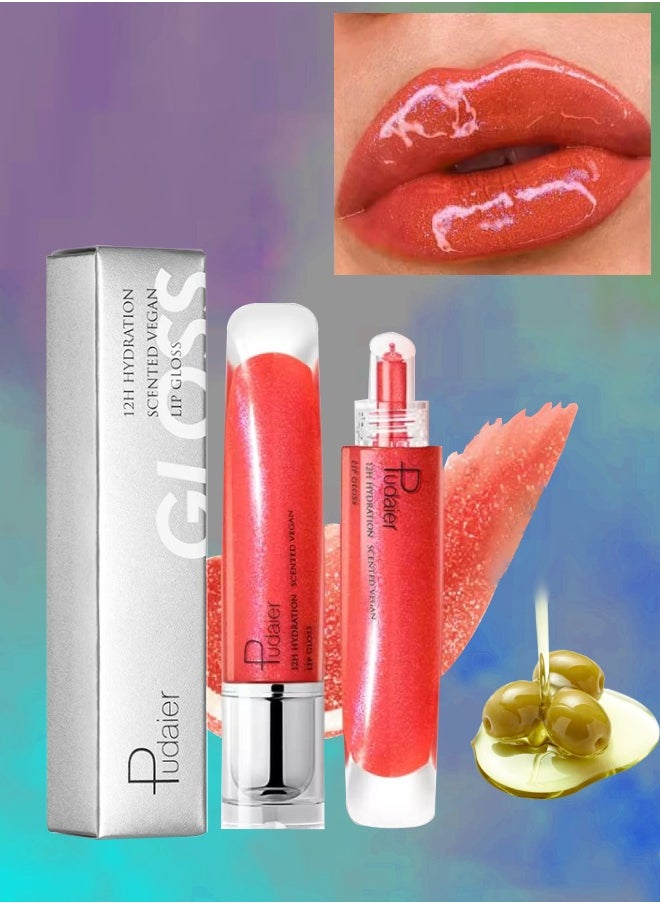 pudaier - Lip Gloss Plumping Moisturizing and 12H Hydration Scented Vegan Lip Plumper Liquid Lipstick Sparkling Shiny Glossy Finish Lip Color Lifter Lip Plump Oil Gloss Lip Oil 05 - Image 1