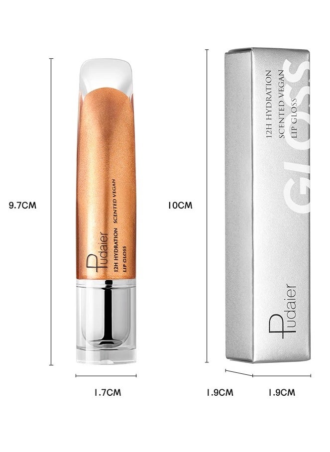 pudaier - Lip Gloss Plumping Moisturizing and 12H Hydration Scented Vegan Lip Plumper Liquid Lipstick Sparkling Shiny Glossy Finish Lip Color Lifter Lip Plump Oil Gloss Lip Oil 05 - Image 1