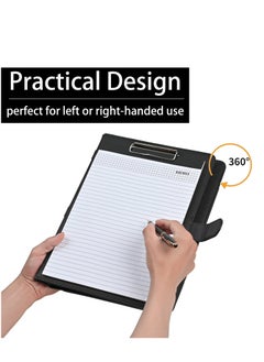 Generic Portfolio with Clipboard, Faux Leather Padfolio Folder Binder, Legal Pad Holder for A4 Letter Size Notepad, Resume, Writing Pad, Ideal Organizer for Business Office Conference, Black  - Image 4