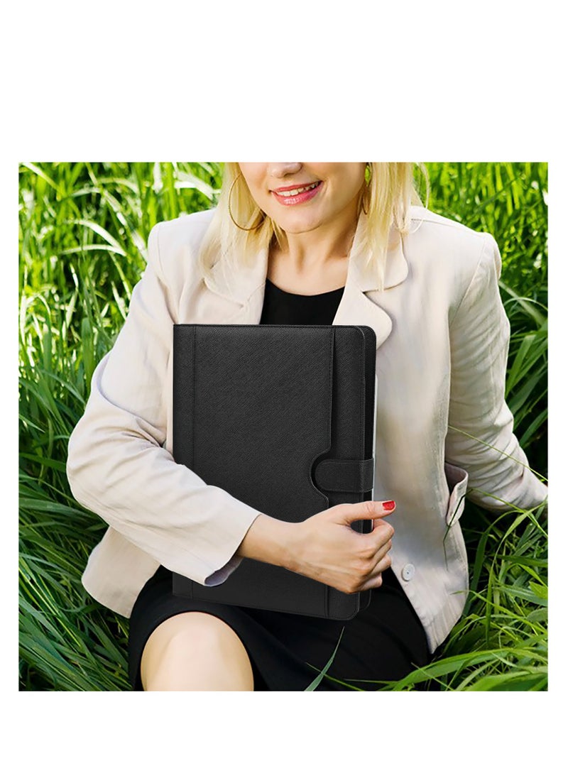 Generic Portfolio with Clipboard, Faux Leather Padfolio Folder Binder, Legal Pad Holder for A4 Letter Size Notepad, Resume, Writing Pad, Ideal Organizer for Business Office Conference, Black  - Image 5