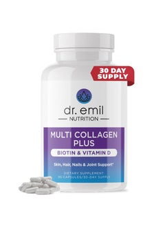 DR EMIL NUTRITION Multi Collagen Peptides Plus Biotin and Vitamin D - Biotin and Collagen Supplements for Hair Skin and Nails - Biotin Pills for Hair Growth  - Image 1