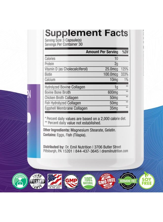 DR EMIL NUTRITION ببتيدات الكولاجين المتعددة مع البيوتين وفيتامين د - مكملات البيوتين والكولاجين للشعر والبشرة والأظافر - حبوب البيوتين لنمو الشعر - Image 4