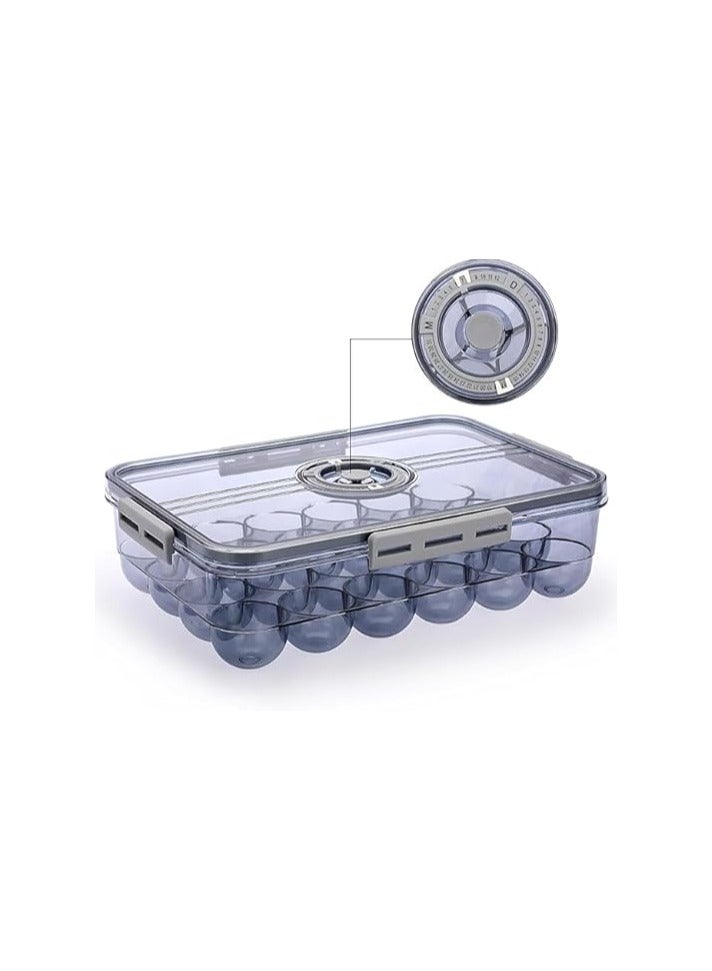 Stackable Organizer Storage Container with Removable Drain Tray,Egg Storage Organiser, Egg Baskets For Kitchen Worktops, Fridge Egg Storage (Transparent, Large) - Image 1
