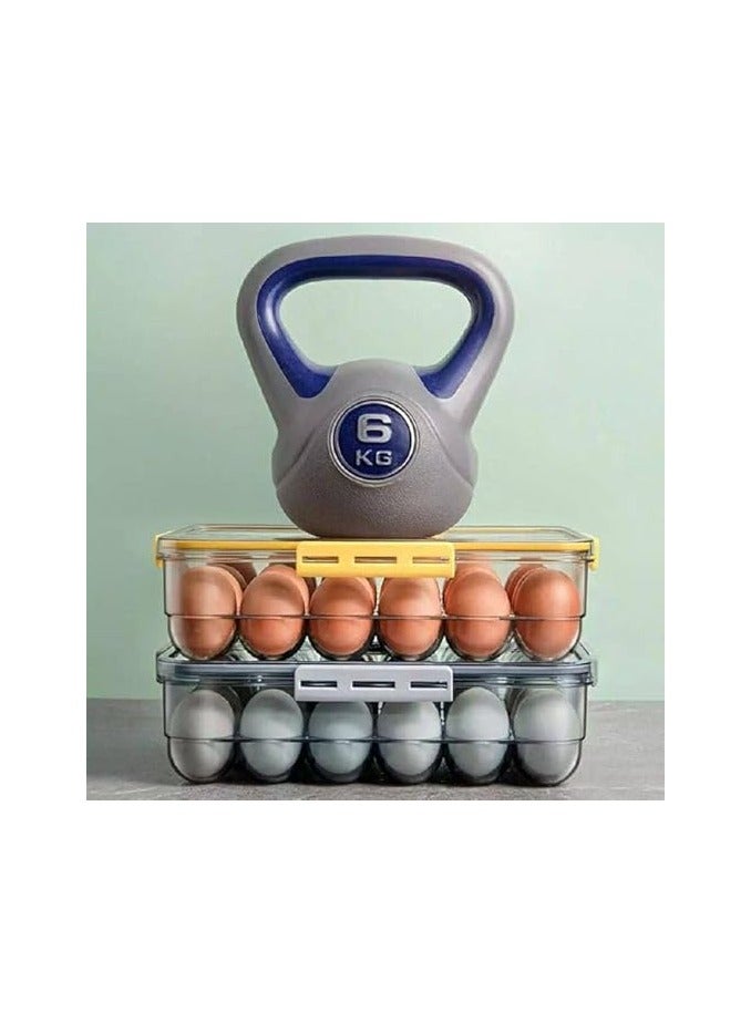 Stackable Organizer Storage Container with Removable Drain Tray,Egg Storage Organiser, Egg Baskets For Kitchen Worktops, Fridge Egg Storage (Transparent, Large) - Image 3