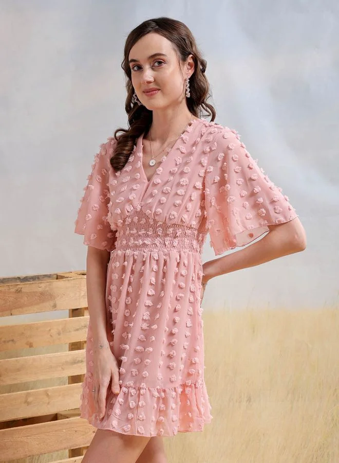 Freehand Women Fit and Flared Casual Textured Mini Dress