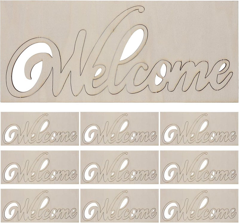 20pcs Welcome Sign Cutout Letters Bulk Door Plate Pendant for Home Garden Porch Decor Smooth Surface Sturdy Wood Material Creative Hanging Decoration for Front and Doors - Image 1
