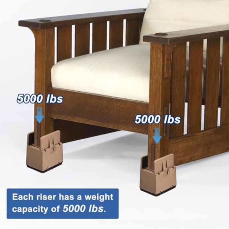 2 inch Bed Risers with Adjustable Screw Clamp, 4Pcs Furniture Risers for Bed, Desk, Sofa, Table, Fit for Furniture Thickness 0.39-1.45", Supports 5000 Pounds - Image 4