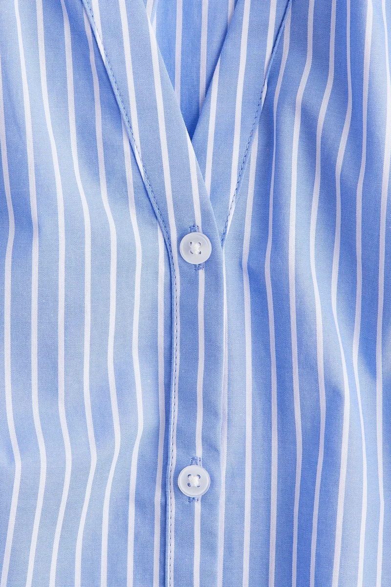 H&M Blue Light Balloon-sleeved poplin blouse for Women | Best Price UAE
