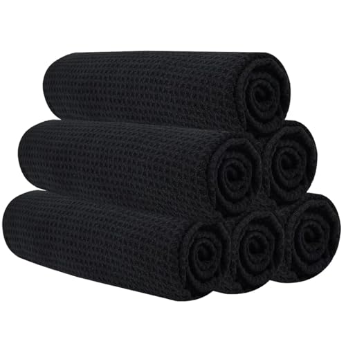 Vnoss Microfiber Gym Towels for Working Out Quickly Dry Yoga Towels for Men Women Tennis 16 Inch x 27 Inch 6 Pack Black - Image 1