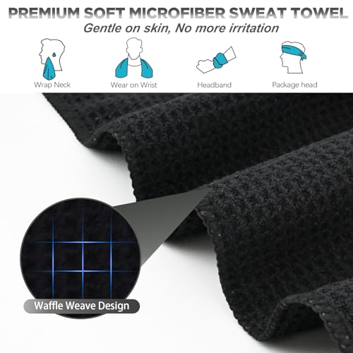Vnoss Microfiber Gym Towels for Working Out Quickly Dry Yoga Towels for Men Women Tennis 16 Inch x 27 Inch 6 Pack Black - Image 3