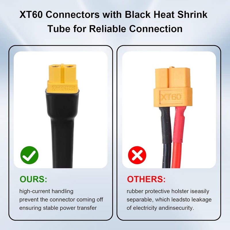 XRDS -RF كابل XRDS -RF للوصل بين المحولات الشمسية ومحطات الطاقة من نوع XT60، طوله 10 أقدام، سماكة السلك 10 أوقية، مخصص للتوصيل بين الألواح الشمسية والبطاريات ومحطات الطاقة، يتحمل تيارات عالية وجهدًا يصل إلى 600 فولت. - Image 4