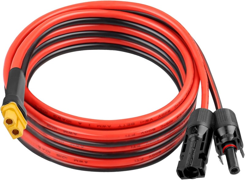 XRDS -RF كابل XRDS -RF للوصل بين المحولات الشمسية ومحطات الطاقة من نوع XT60، طوله 10 أقدام، سماكة السلك 10 أوقية، مخصص للتوصيل بين الألواح الشمسية والبطاريات ومحطات الطاقة، يتحمل تيارات عالية وجهدًا يصل إلى 600 فولت. - Image 1