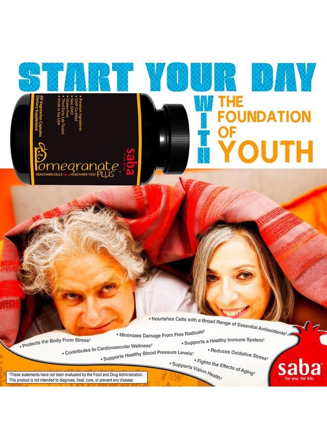 Saba Kombucha Saba Pomegranate Plus-Powerful Antioxidants, Immune System Booster, Free Radical Fighter Supplement for Men and Women. 60- Vegan Caps - Image 5