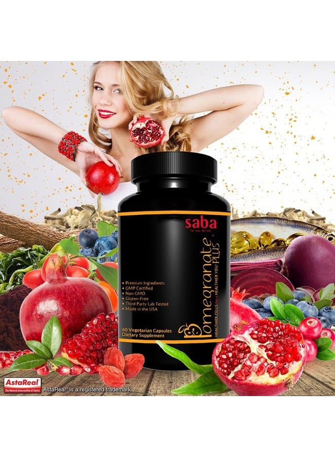Saba Kombucha Saba Pomegranate Plus-Powerful Antioxidants, Immune System Booster, Free Radical Fighter Supplement for Men and Women. 60- Vegan Caps - Image 4