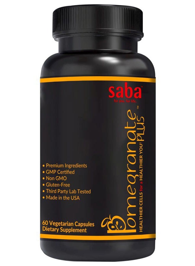 Saba Kombucha Saba Pomegranate Plus-Powerful Antioxidants, Immune System Booster, Free Radical Fighter Supplement for Men and Women. 60- Vegan Caps - Image 1