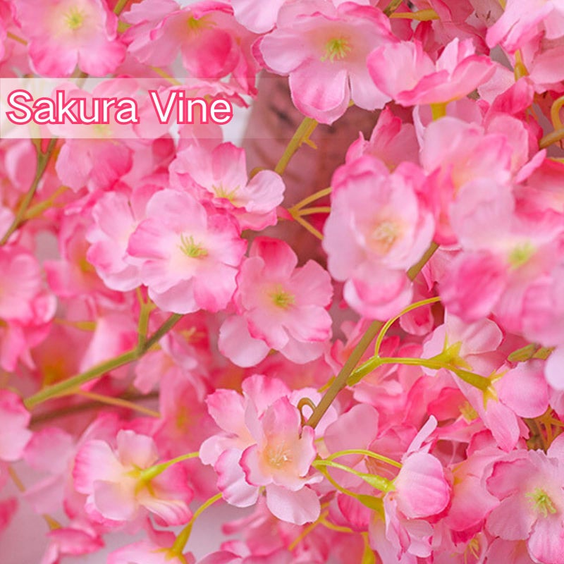 ASTRYAS 2Packs Artificial Cherry Blossom Flower Vines Pink Artificial Flower Garland Vines Silk Hanging Sakura Garland for Wedding Garden Arch Wall Home Party Japanese Kawaii Decor (Deep Pink) - Image 5