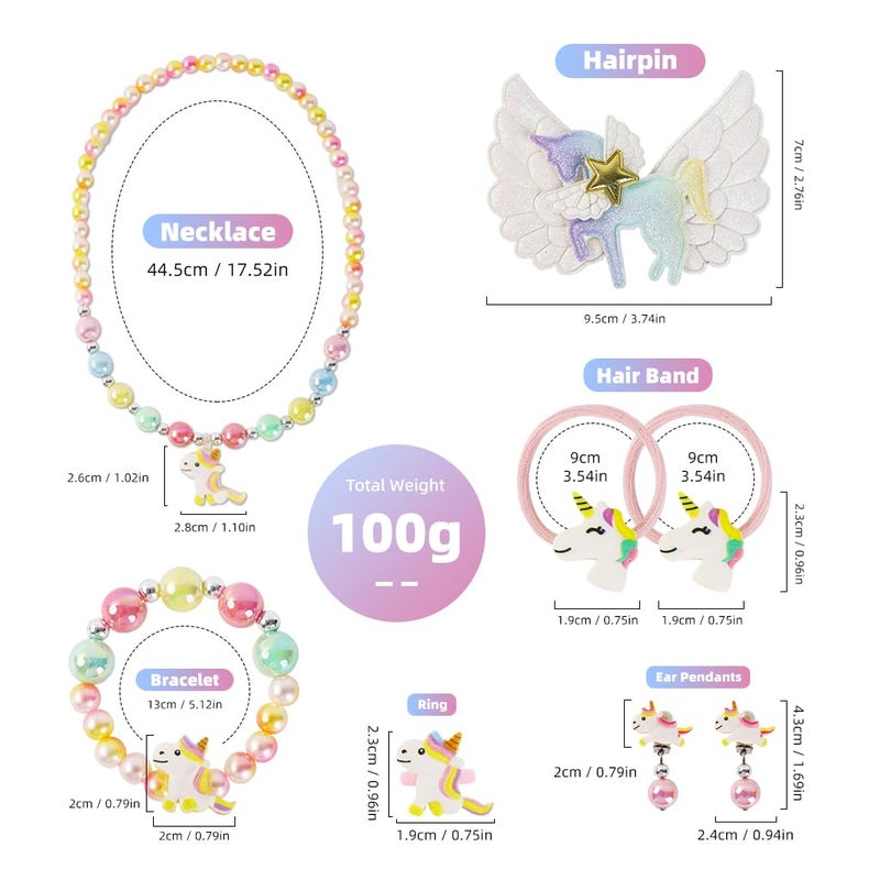 May Create ® Unicorn Kids Jewellery Set for Girls Bracelet Necklace Set for Kids Girls Unicorn Beads Bracelet, Necklace, Earrings, Ring Combo Kit for Party Costume Birthday Gift for Girls - Image 2