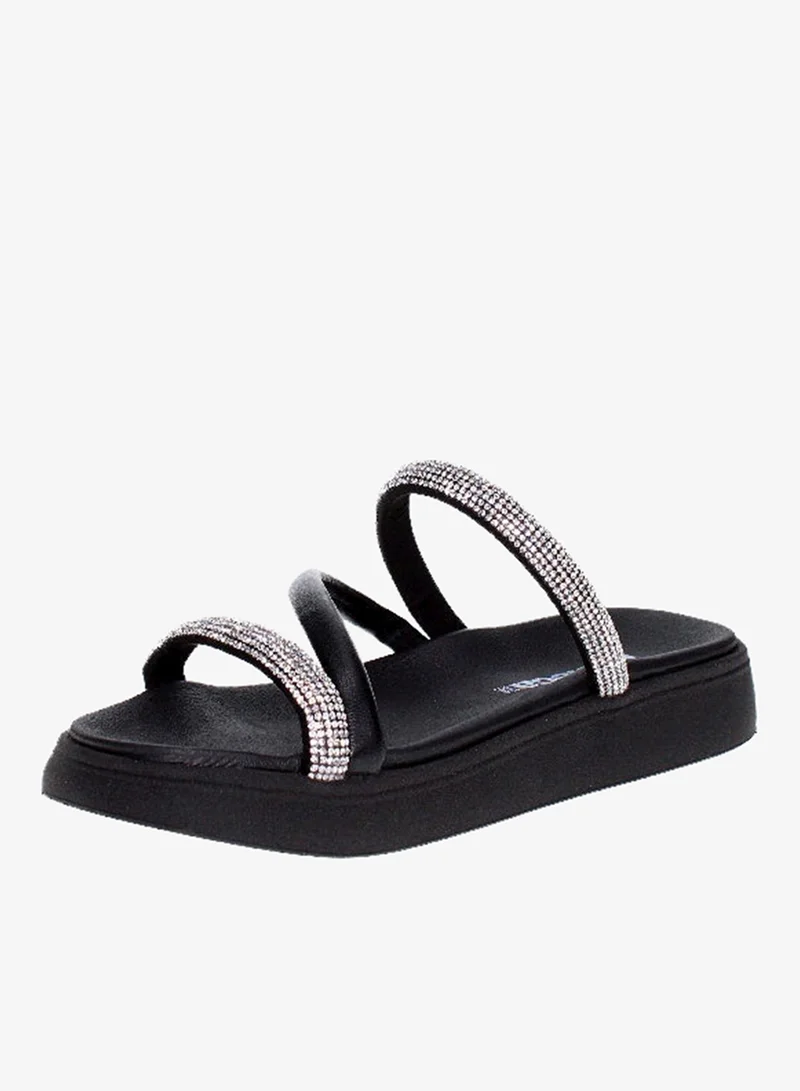 Moleca Black Flat Sandals for Women – Stylish Ladies Flat Sandals & Comfortable Flat Slippers for Women | Best Price UAE