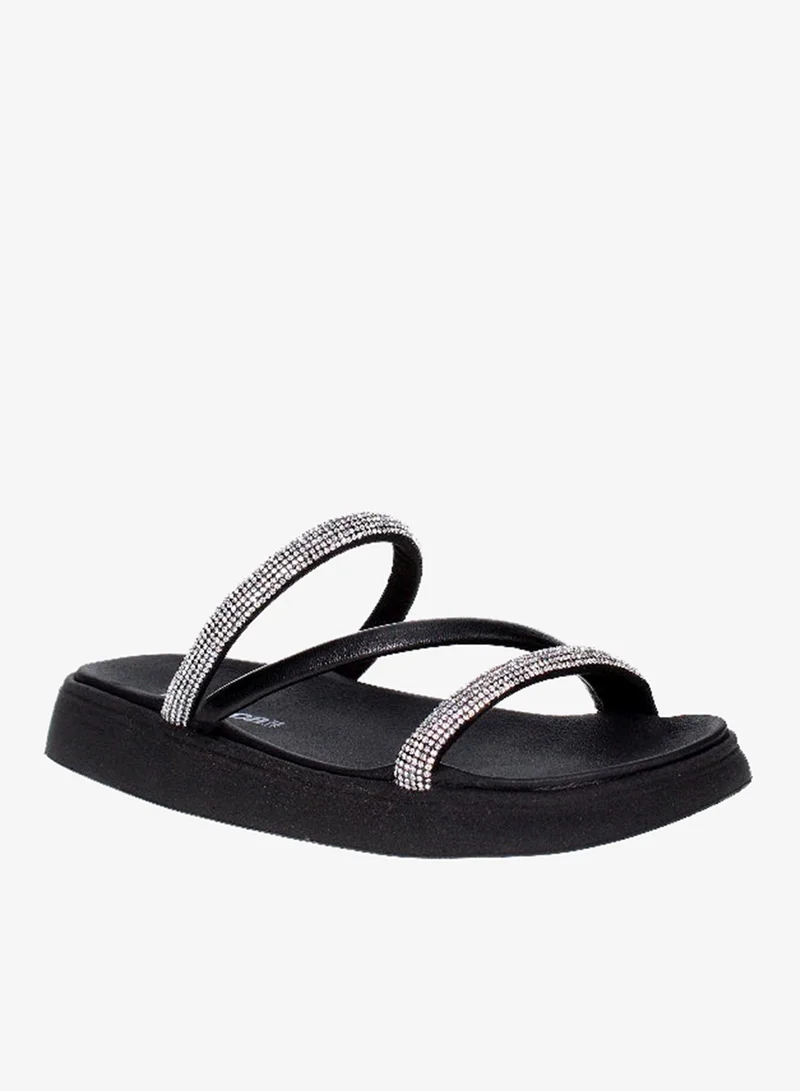Moleca Black Flat Sandals for Women – Stylish Ladies Flat Sandals & Comfortable Flat Slippers for Women | Best Price UAE