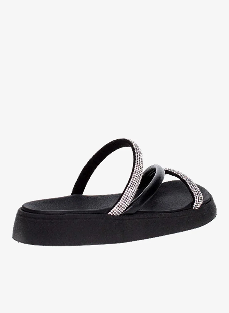 Moleca Black Flat Sandals for Women – Stylish Ladies Flat Sandals & Comfortable Flat Slippers for Women | Best Price UAE