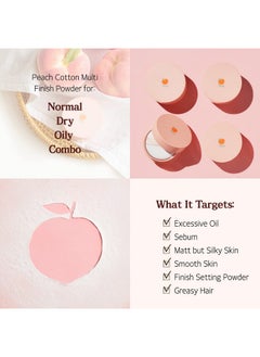 SKIN FOOD since 1957 SKINFOOD Peach Cotton Multi Finish Powder 5g - Korean Peach Extract & Calamin Sebum Control Face Powder - Silky Setting Powder - Setting Powder for Oily Skin - Sweet Peach Scent for Soft Skin  - Image 5