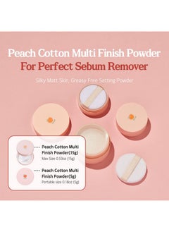 SKIN FOOD since 1957 SKINFOOD Peach Cotton Multi Finish Powder 5g - Korean Peach Extract & Calamin Sebum Control Face Powder - Silky Setting Powder - Setting Powder for Oily Skin - Sweet Peach Scent for Soft Skin  - Image 2