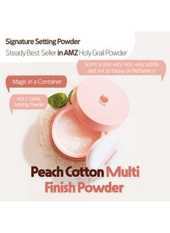 SKIN FOOD since 1957 SKINFOOD Peach Cotton Multi Finish Powder 5g - Korean Peach Extract & Calamin Sebum Control Face Powder - Silky Setting Powder - Setting Powder for Oily Skin - Sweet Peach Scent for Soft Skin  - Image 3