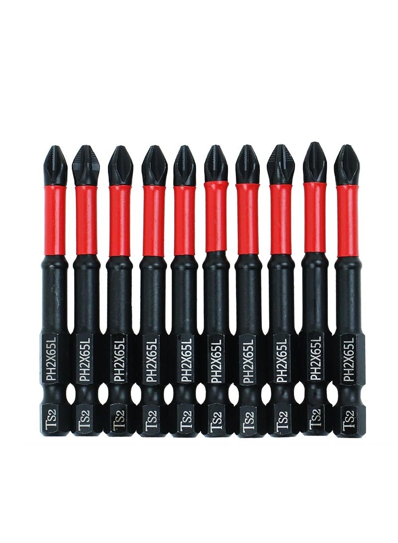 Yakumuz 10 Pack Phillips PH2 Magnetic Anti Slip Screwdriver Bit Set Yakumuz 2.5" TS2 Anti-Slip Long Drill Bits Impact Driver Bits  - Image 1