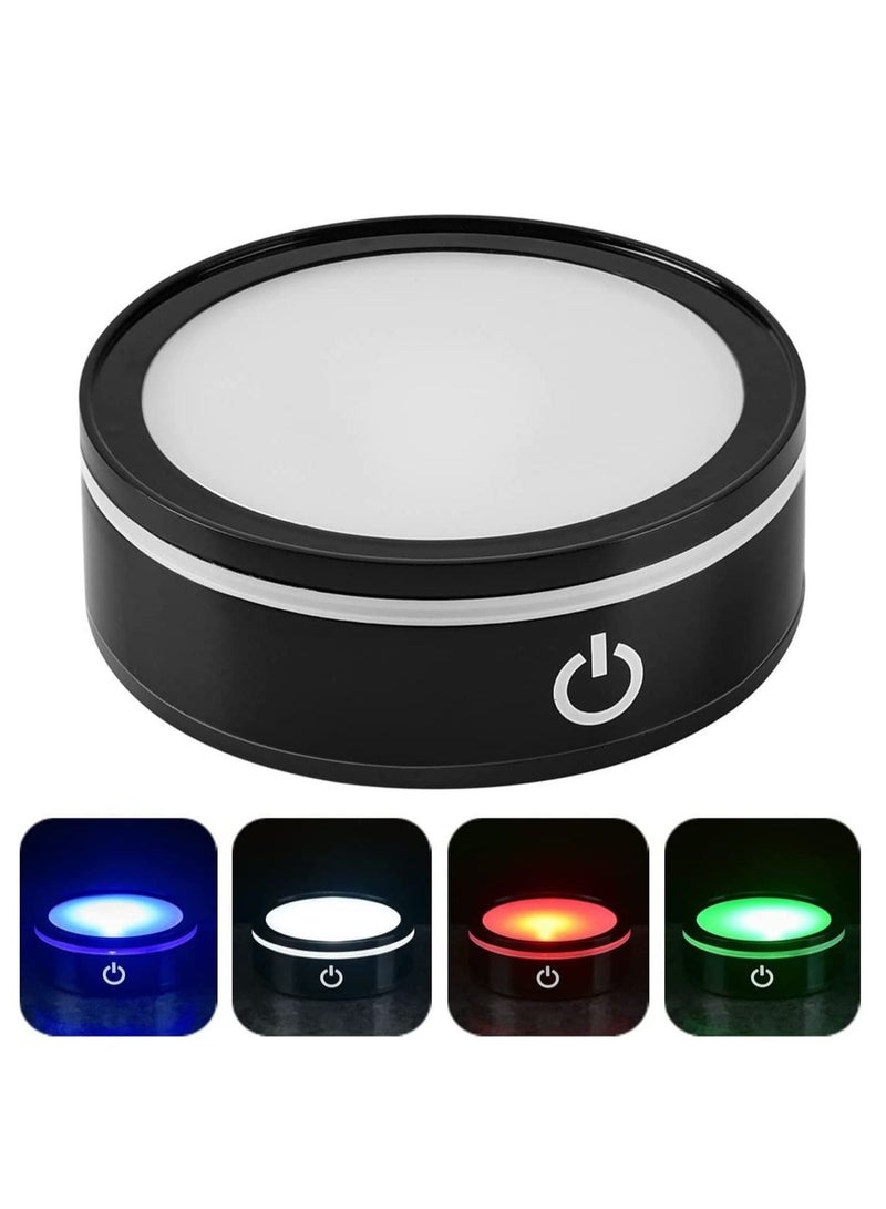 SYOSI LED Colorful Light Base, 6 Colors Night Light Display Plate Flat, Round Stand with Sensitive Touch Switch, LED Lamp Stand Flat Top Surface, for 3D Laser Crystal Glass Art Show, Home Decor - Image 1
