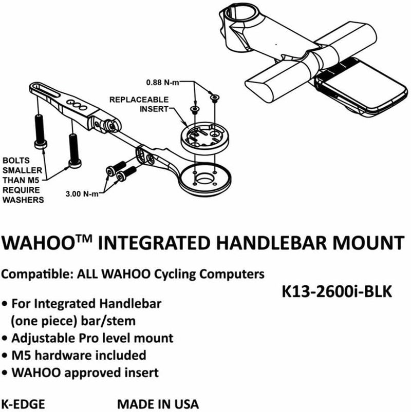 KEDGE | Integrated Handlebar System Bicycle Computer Mount | for Wahoo GPS Devices | Black - Image 5