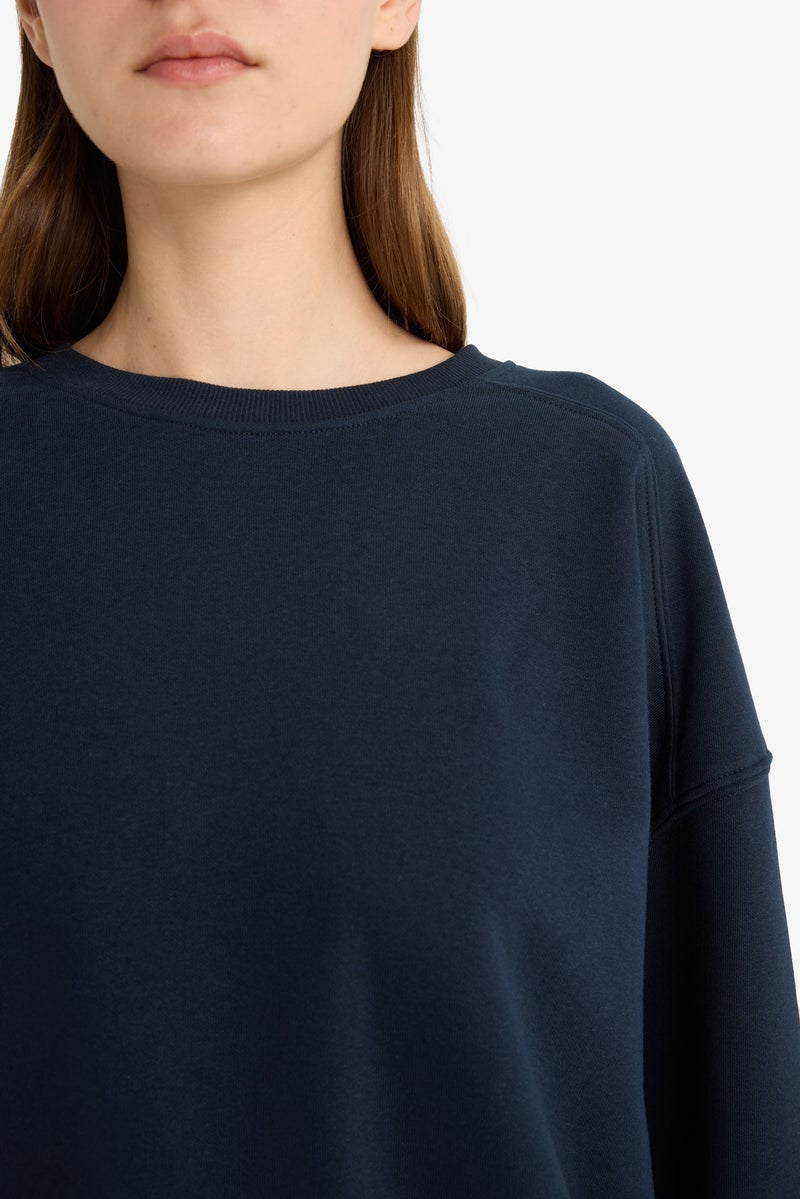 DeFacto Blue Woman Oversize Fit Sweatshirt Casual - Image 5
