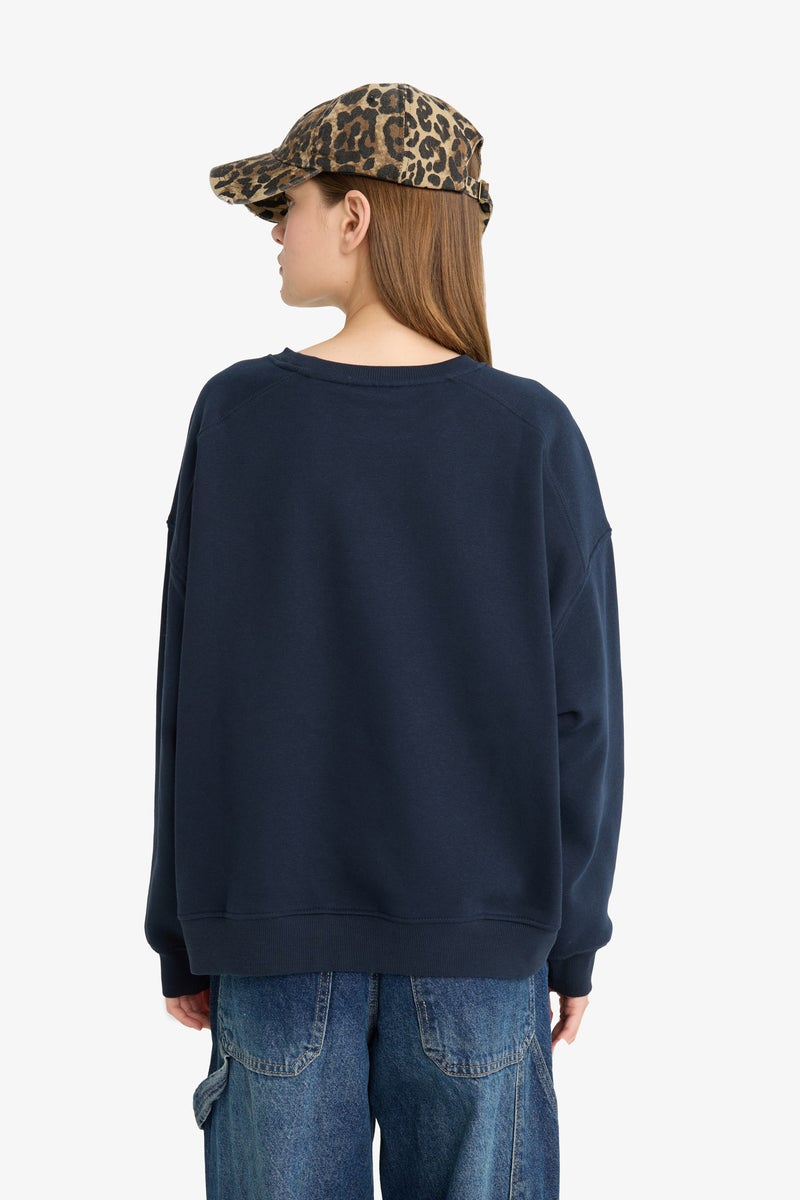 DeFacto Blue Woman Oversize Fit Sweatshirt Casual - Image 4