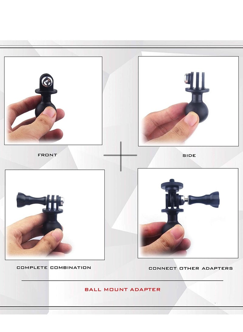 Captaintech Ball Mount Adapter for Gopro Hero Series/Yi/Coyote/AKASO/SJCAM Sports Camera, Compatible with RAM Mounts, Rotating Ball Head Mount with Metal Screws - Image 3
