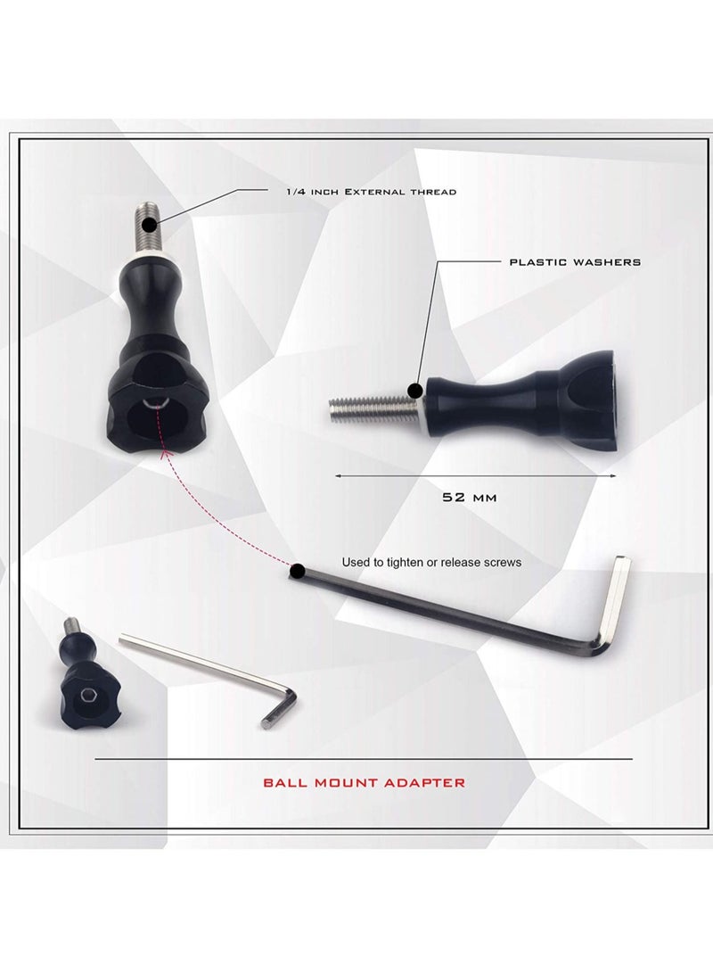 Captaintech Ball Mount Adapter for Gopro Hero Series/Yi/Coyote/AKASO/SJCAM Sports Camera, Compatible with RAM Mounts, Rotating Ball Head Mount with Metal Screws - Image 5