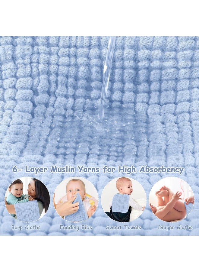 لوكسي مناديل تجشؤ من Looxii مصنوعة من قماش موسلين قطني 100%، مقاس كبير 20×10 بوصة، ناعمة للغاية وعالية الامتصاص، عبوة من 6 قطع من قماش التجشؤ للأطفال للأولاد والبنات (أزرق) - Image 3