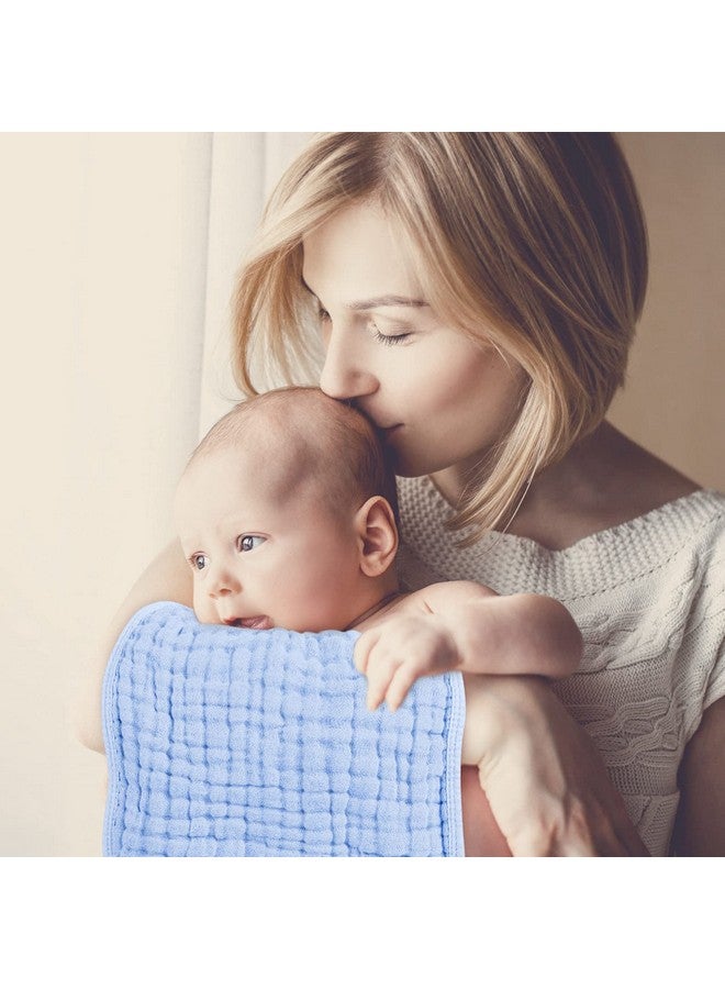 لوكسي مناديل تجشؤ من Looxii مصنوعة من قماش موسلين قطني 100%، مقاس كبير 20×10 بوصة، ناعمة للغاية وعالية الامتصاص، عبوة من 6 قطع من قماش التجشؤ للأطفال للأولاد والبنات (أزرق) - Image 1