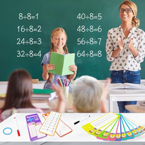 Anemeeoke 112 Division Flash Cards Large Math Table Flashcards Including 15 Cards 2 Dry Erase Markers 1 Rings Educational Times Table Flashcards for Classroom Home for 1st to 3rd Grades - Image 5