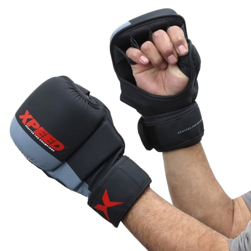 XPEED Striking Grappling Gloves, XP1504 PU Grappling Glove for Martail Arts, Combat Sports, MMA, Training Gloves, Versatile Sports Glove | Wrap Around Hook & Loop Closure (L/XL, Red) - Image 5