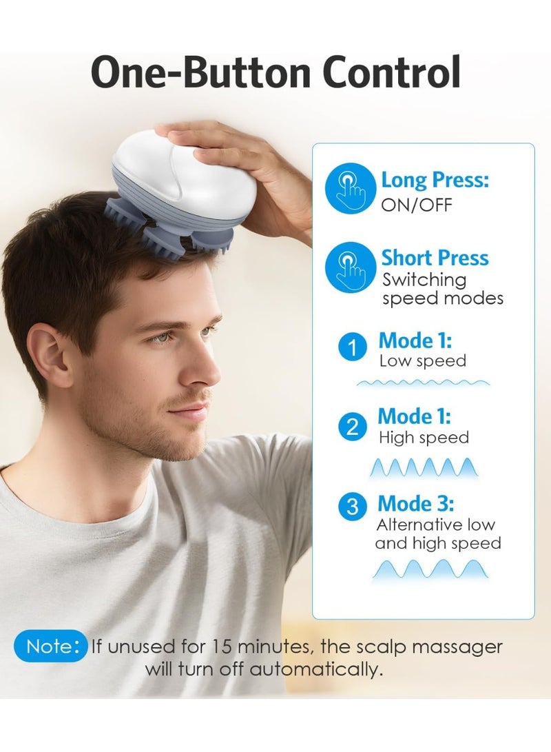 olayks Electric Scalp Massager, 96 Kneading Nodes, Waterproof Rechargeable Multifunctional Head Scratcher, Ideal Gift for Hair Growth, Stress Relief, Men and Women - Image 4
