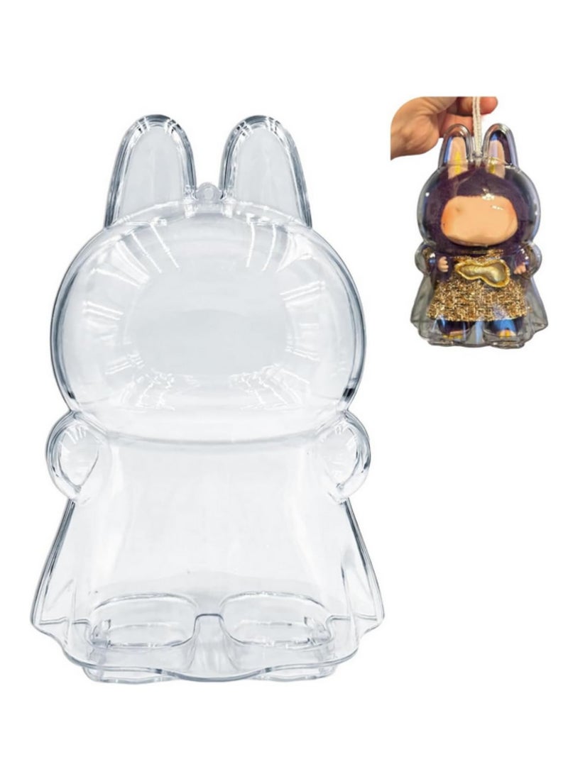 قطعة واحدة لحافظة دمية لابوبو الوبرية الواقية، غطاء عرض شفاف معلق مع سلسلة مفاتيح، صندوق تخزين أكريليك شفاف لعرض التماثيل الواقفة، عرض جامعي (الدمية غير مرفقة) - Image 3