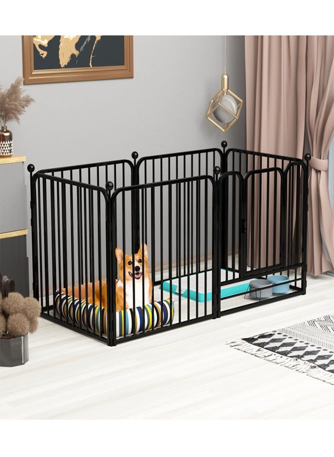 NKX Heavy Duty Luxury Open Foldable Pet Cage with and Door 6 Piece Fence  - Image 1